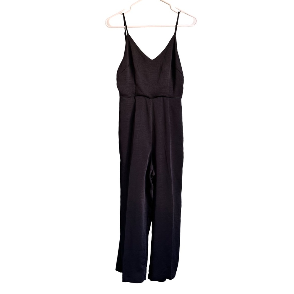Lulu's Women’s Luxe Black‎ Satin Spaghetti Strap Jumpsuit Small Cocktail Wedding
